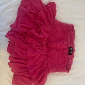 pink ruffled skirt